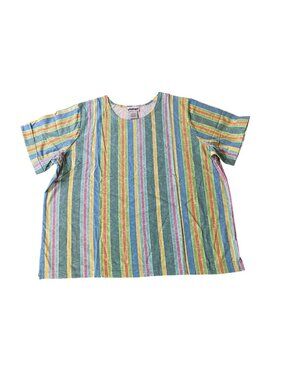 Striped Multicolor National Womens Cotton Blend Short Sleeve Top Size 3X